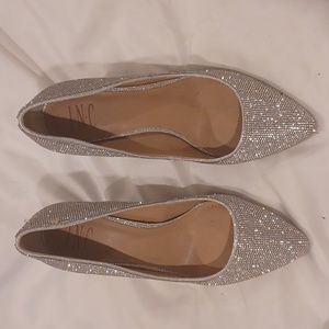 Sparkling heels purchased for $79.99 may have worn to church once. Like new cond